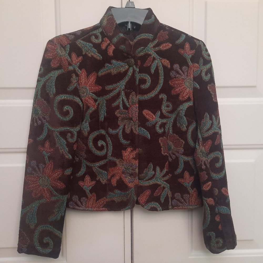 Vintage Petite M.D.L. Tapestry Button Up Brocade Jacket